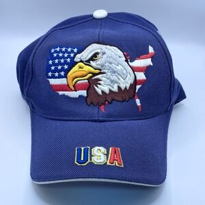 Santo Cap Baseball Hat Mens OSFM Navy Blue‎ Eagle USA Flag Patriotic Adjustable